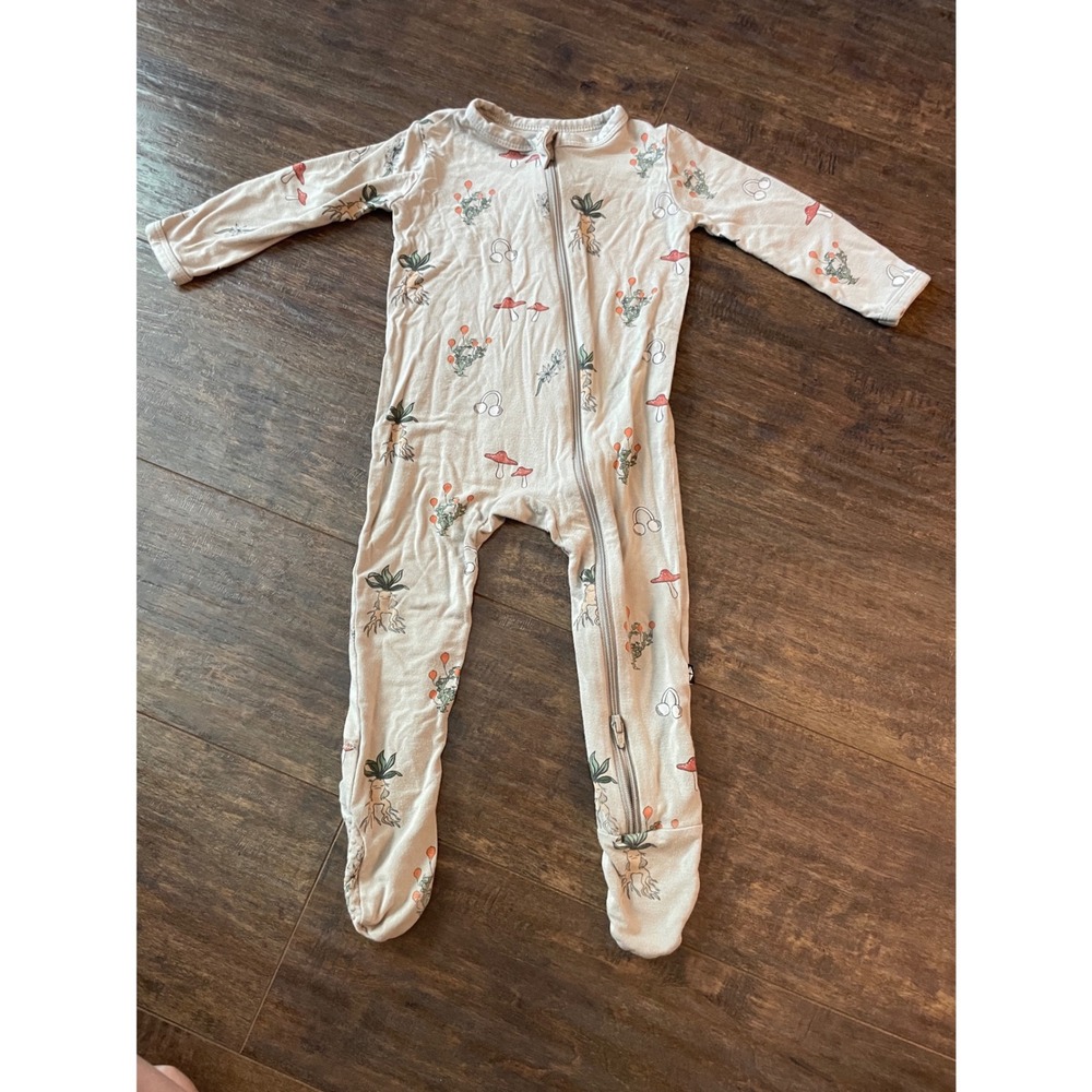 Kyte Baby Footed Sleeper Baby 6-12M Mushroom Bamboo Pajamas Boho Harry Potter